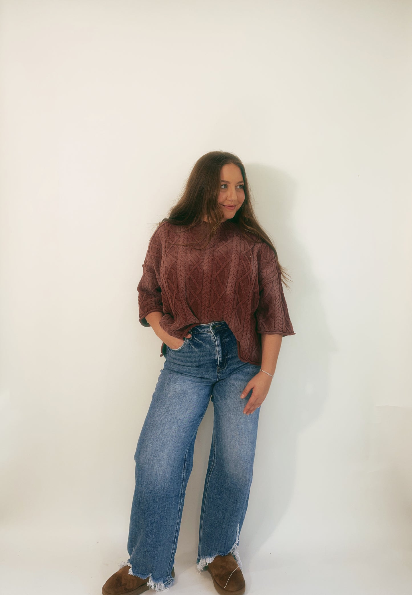 Distressed Edge Straight Jeans