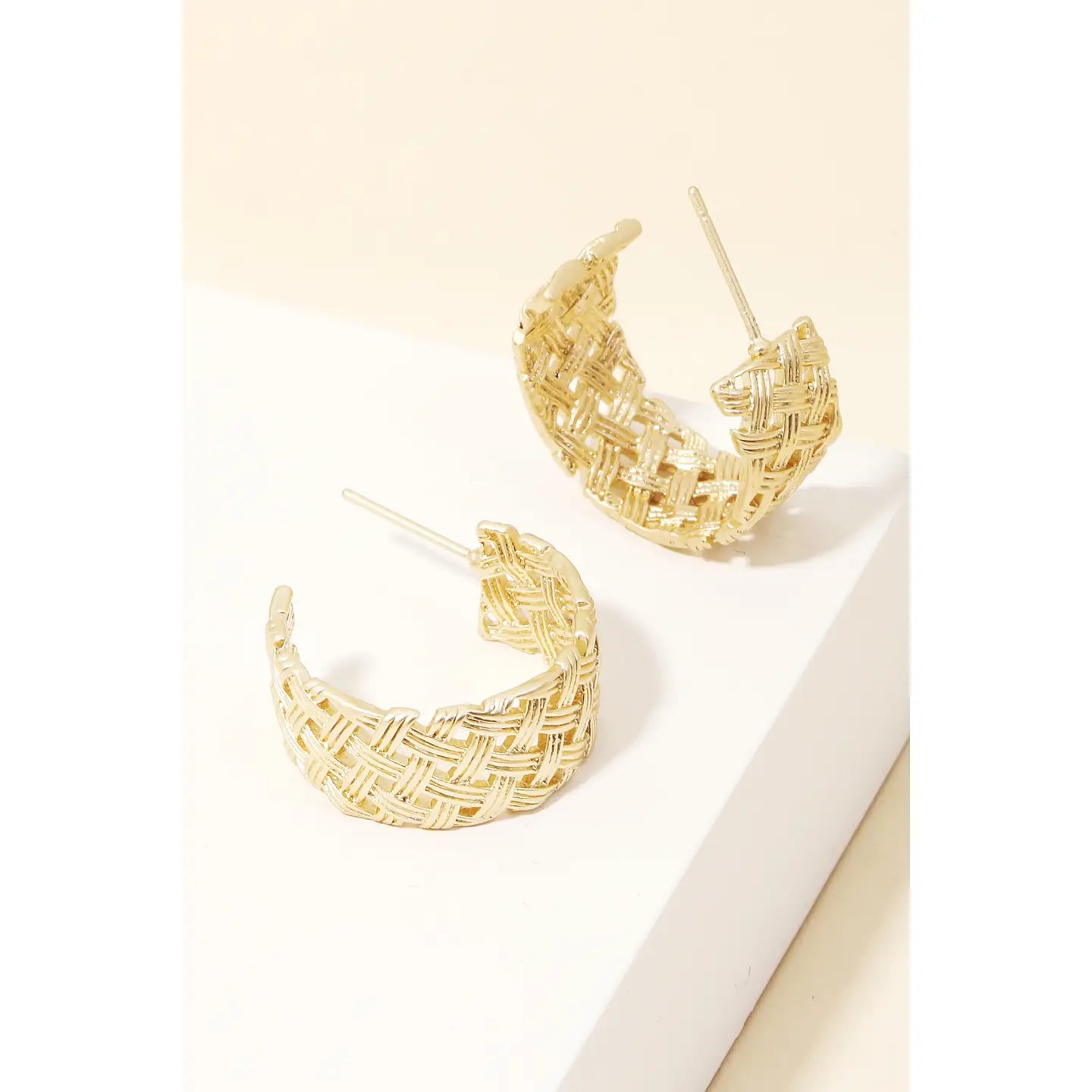 Basket Weave Hoop Earrings