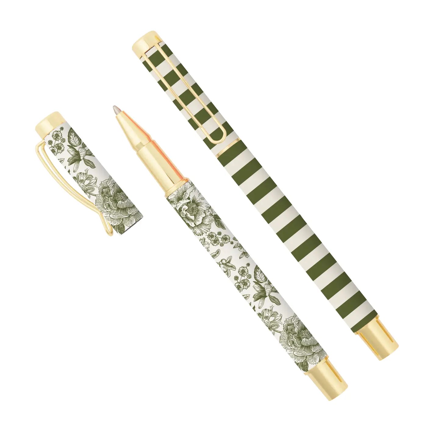 Green Floral Pen Set